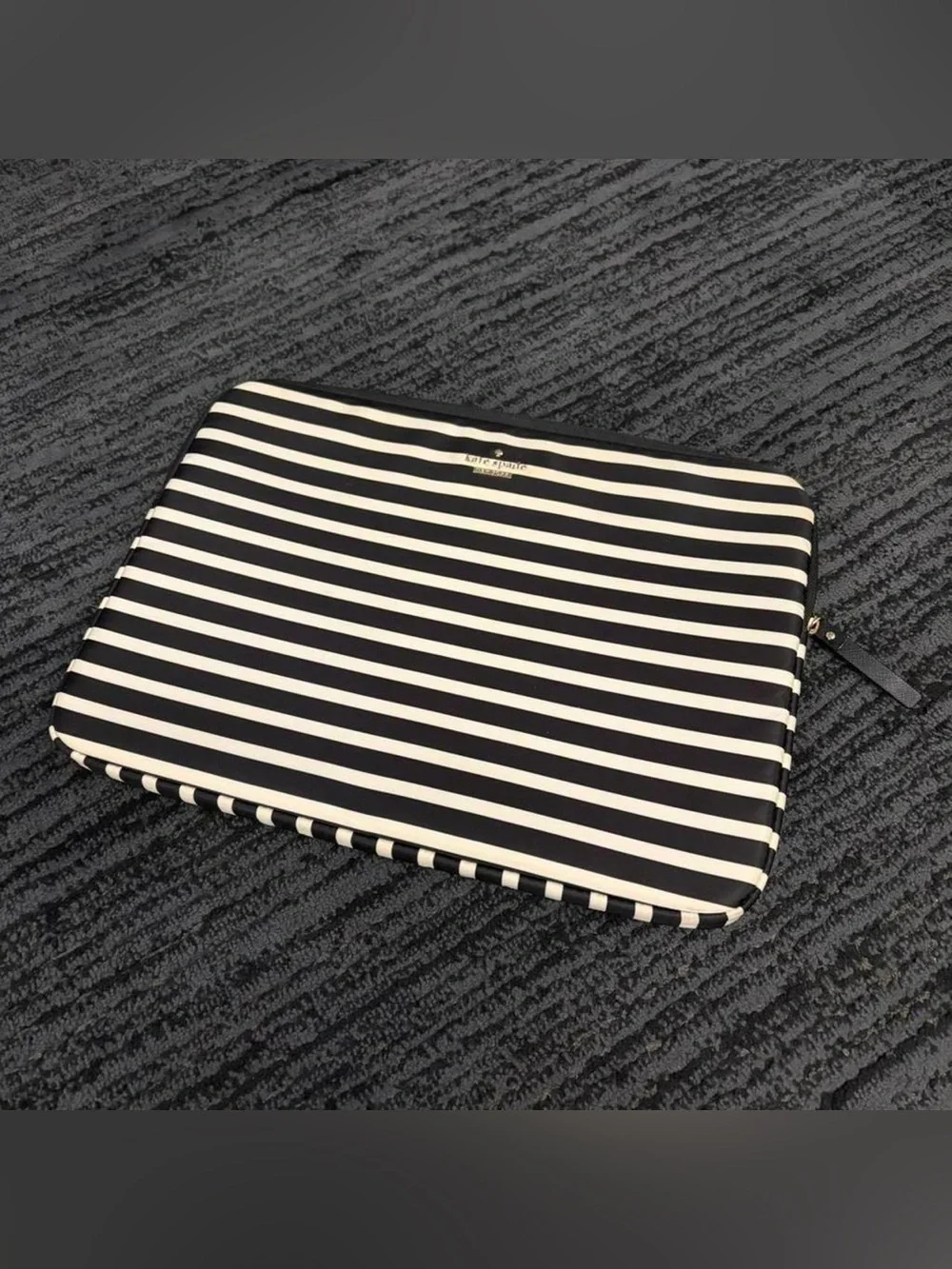 Kate Spade Striped Laptop Sleeve Zip Close Padded Pouch